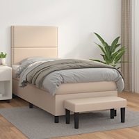 vidaXL Ramsäng med bäddmadrass cappuccino 90x190 cm konstläder