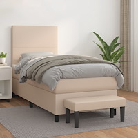 vidaXL Ramsäng med bäddmadrass cappuccino 100x200 cm konstläder