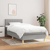 vidaXL Ramsäng med madrass ljusgrå 90x190 cm tyg