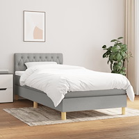 vidaXL Ramsäng med madrass ljusgrå 90x190 cm tyg