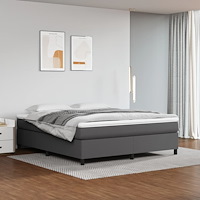 vidaXL Ramsäng med madrass grå 160x200 cm konstläder