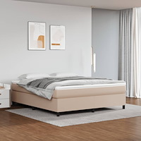 vidaXL Ramsäng med bäddmadrass cappuccino 160x200 cm konstläder