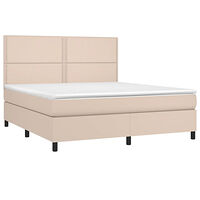 vidaXL Ramsäng med bäddmadrass & LED cappuccino 180x200 cm konstläder