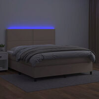 vidaXL Ramsäng med bäddmadrass & LED cappuccino 180x200 cm konstläder