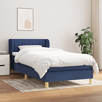 vidaXL Ramsäng med madrass blå 90x190 cm tyg