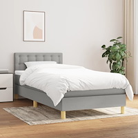 vidaXL Ramsäng med madrass ljusgrå 90x190 cm tyg