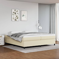 vidaXL Ramsäng med madrass gräddvit 200x200 cm konstläder