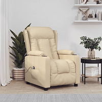 vidaXL Elektrisk reclinerfåtölj gräddvit tyg
