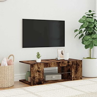 vidaXL Tv-bänk med LED-belysning rökfärgad ek 90x39x30 cm
