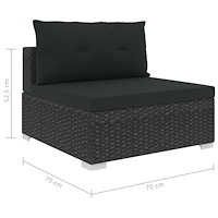 vidaXL Loungegrupp med dynor 6 delar konstrotting svart