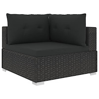 vidaXL Loungegrupp med dynor 6 delar konstrotting svart