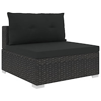 vidaXL Loungegrupp med dynor 6 delar konstrotting svart