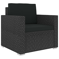 vidaXL Loungegrupp med dynor 6 delar konstrotting svart