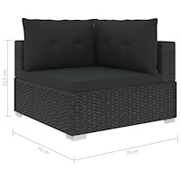 vidaXL Loungegrupp med dynor 6 delar konstrotting svart