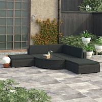 vidaXL Loungegrupp med dynor 6 delar konstrotting svart