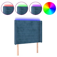vidaXL Sänggavel LED mörkblå 83x16x118/128 cm sammet