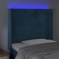 vidaXL Sänggavel LED mörkblå 83x16x118/128 cm sammet