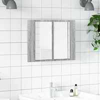 vidaXL Spegelskåp med LED grå sonoma 60x12x45 cm konstruerat trä