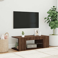vidaXL Tv-bänk med LED-belysning brun ek 90x39x30 cm