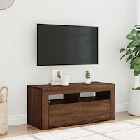 vidaXL Tv-bänk med LED-belysning brun ek 90x35x40 cm