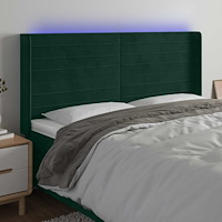 vidaXL Sänggavel LED mörkgrön 183x16x118/128 cm sammet