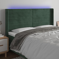 vidaXL Sänggavel LED mörkgrön 183x16x118/128 cm sammet