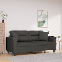 vidaXL 2-sitssoffa med kuddar och delar mörkgrå 140 cm mikrofibertyg