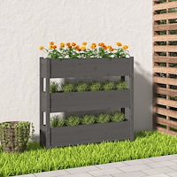 vidaXL Odlingslåda grå 112x25x104,5 cm massiv furu