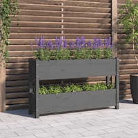 vidaXL Odlingslåda grå 112x25x66 cm massiv furu