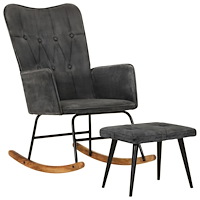 vidaXL Gungstol med fotpall svart vintage kanvas