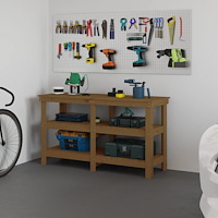 vidaXL Arbetsbänk honungsbrun 142,5x50x80 cm massiv furu