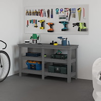 vidaXL Arbetsbänk grå 142,5x50x80 cm massiv furu
