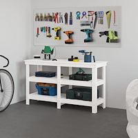 vidaXL Arbetsbänk vit 142,5x50x80 cm massiv furu