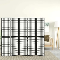 vidaXL Rumsavdelare med 5 paneler japansk stil 200x170 cm svart