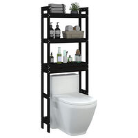 vidaXL Badrumshylla svart 63x26x171 cm massiv furu