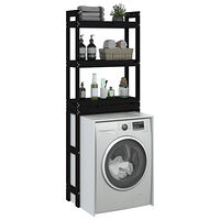 vidaXL Badrumshylla svart 63x26x171 cm massiv furu