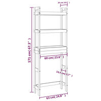 vidaXL Badrumshylla svart 63x26x171 cm massiv furu