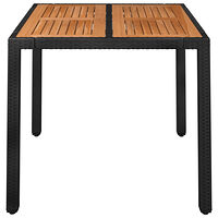 vidaXL Trädgårdsbord med träskiva svart 90x90x75 cm konstrotting