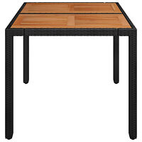 vidaXL Trädgårdsbord med träskiva svart 90x90x75 cm konstrotting