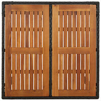 vidaXL Trädgårdsbord med träskiva svart 90x90x75 cm konstrotting