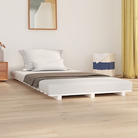 vidaXL Sängram vit 100x200 cm massiv furu