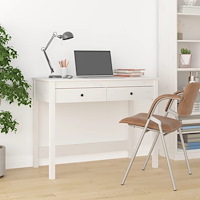 vidaXL Skrivbord med lådor vit 100x50x78 cm massiv furu