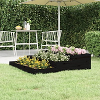 vidaXL Odlingslåda svart 107x107x27 cm massiv furu