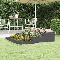 vidaXL Odlingslåda grå 107x107x27 cm massiv furu