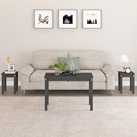 vidaXL Satsbord 3 st grå massiv furu