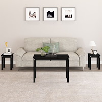 vidaXL Satsbord 3 st svart massiv furu