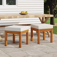 vidaXL Trädgårdspallar med dynor 2 st 40x40x42 cm massivt akaciaträ