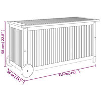 vidaXL Dynbox med hjul 113x50x58 cm massivt akaciaträ