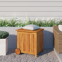 vidaXL Dynbox med hjul 60x50x58 cm massivt akaciaträ