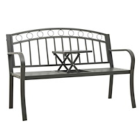 vidaXL Trädgårdsbänk med bord grå 120 cm stål